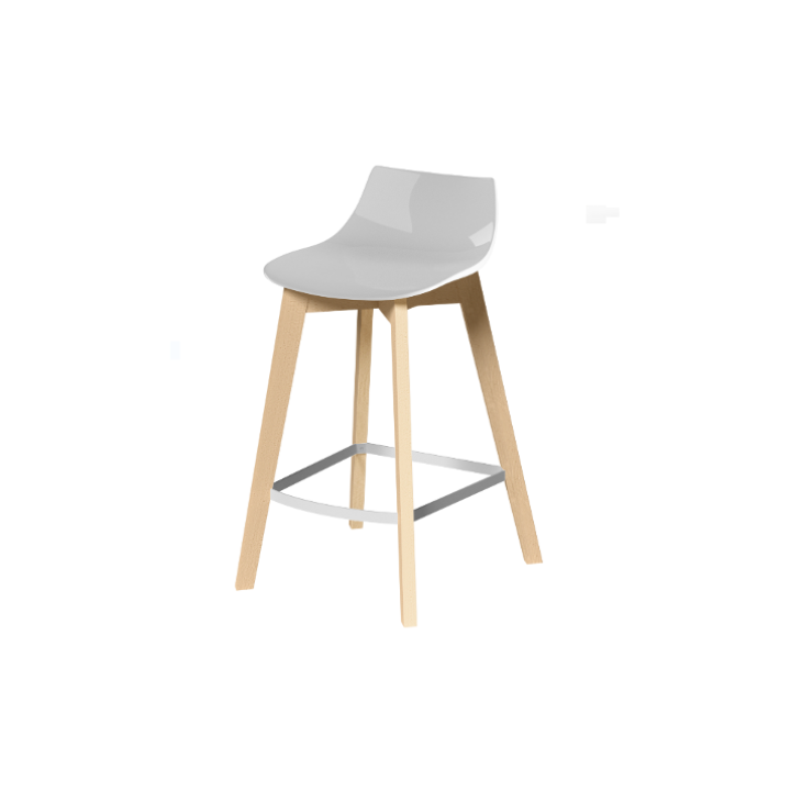 White Seat / Toasted Wood Legs / White Steel Footrest