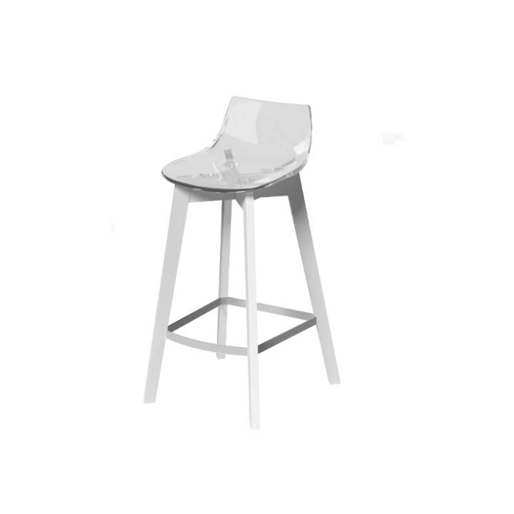 Transparent Polycarbonate Seat / Bleached Wood Legs / Aluminium Footrest